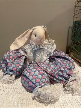Charming Cream and Blue Bunny handmade decorative country vibes